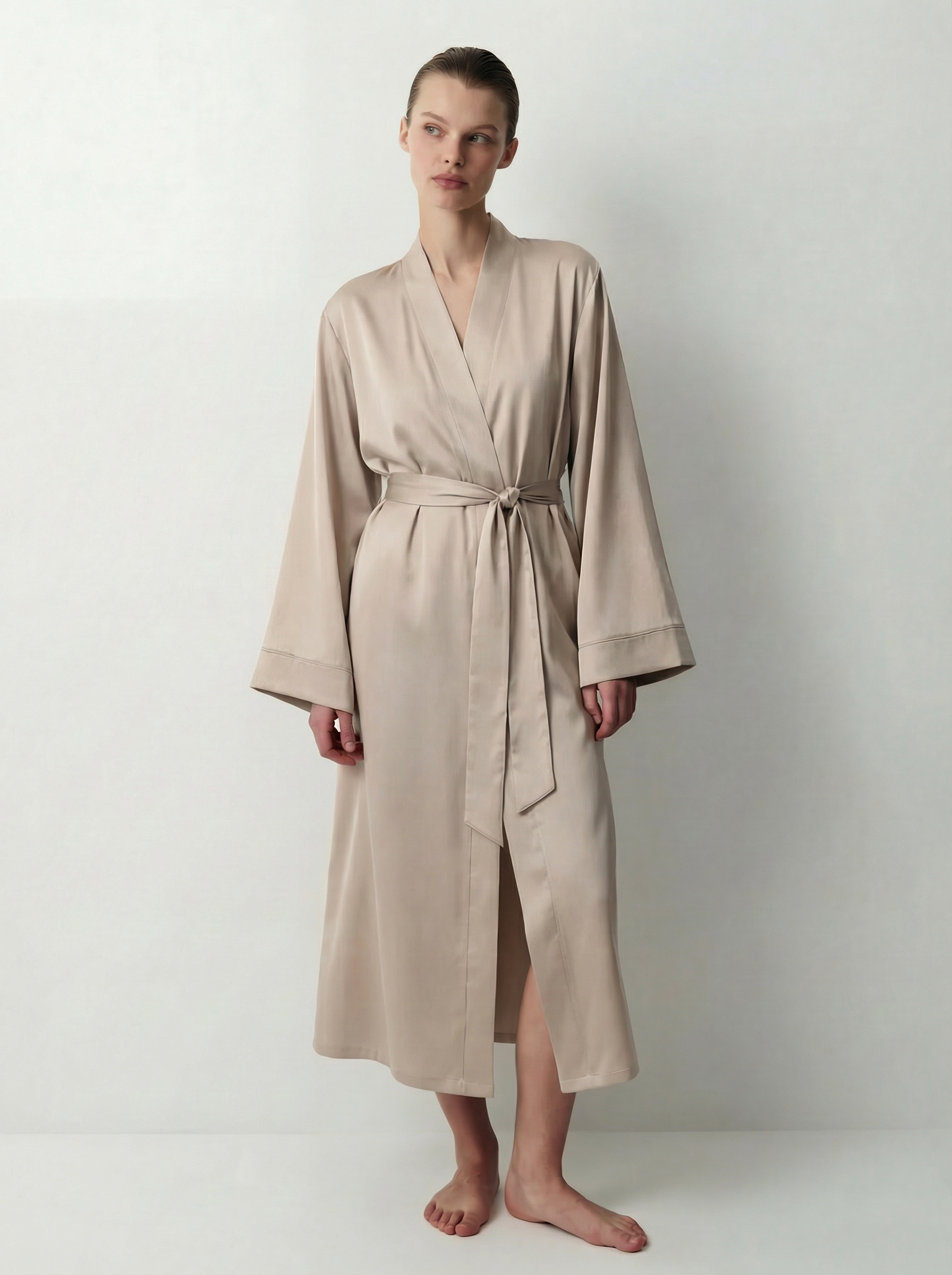 Satin de Champagne Set with Robe